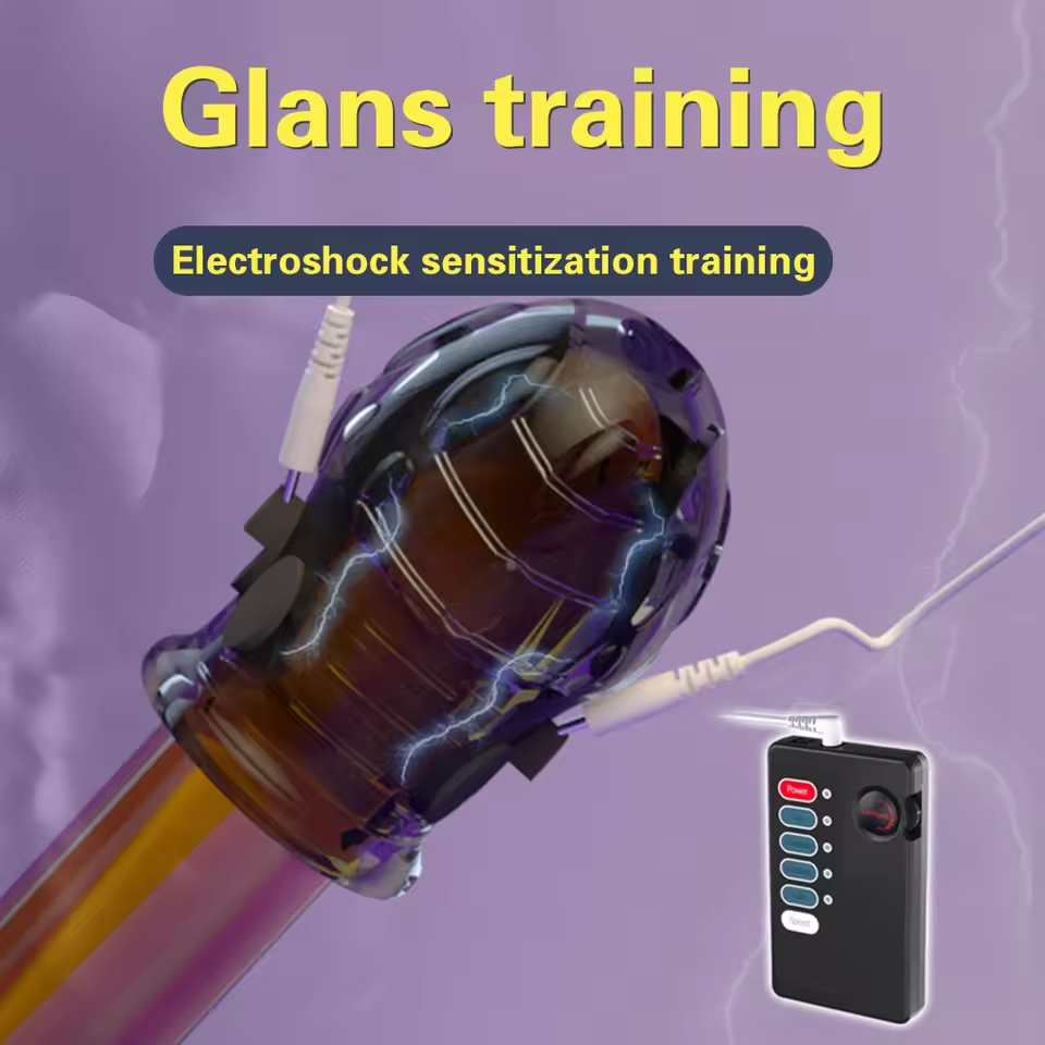 Electric Shock Cock Ring Penis Glans Sleeve with 19 Electric Shock Intensities & 8 Modes
