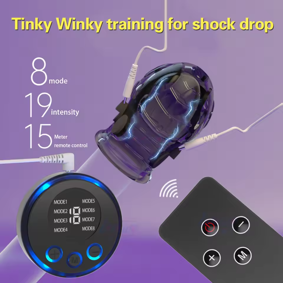 Electric Shock Cock Ring Penis Glans Sleeve with 19 Electric Shock Intensities & 8 Modes