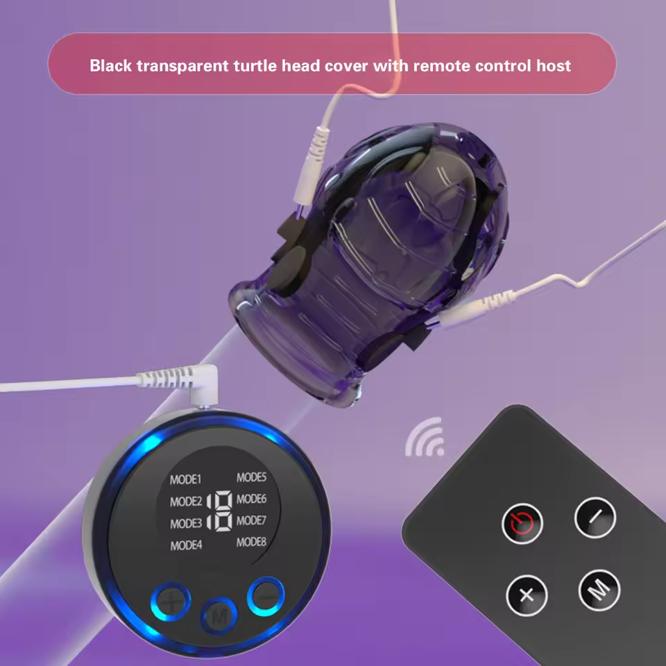 Electric Shock Cock Ring Penis Glans Sleeve with 19 Electric Shock Intensities & 8 Modes