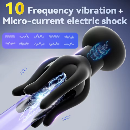 Electric Penis Vibrator Glans Trainer Massager with 10 Vibrations & Electric Shock
