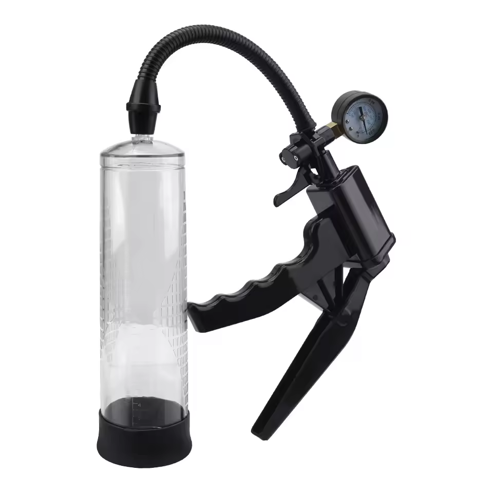 Hand-Operated Vacuu Penis Pump Male Masturbator with Pressure Gauge