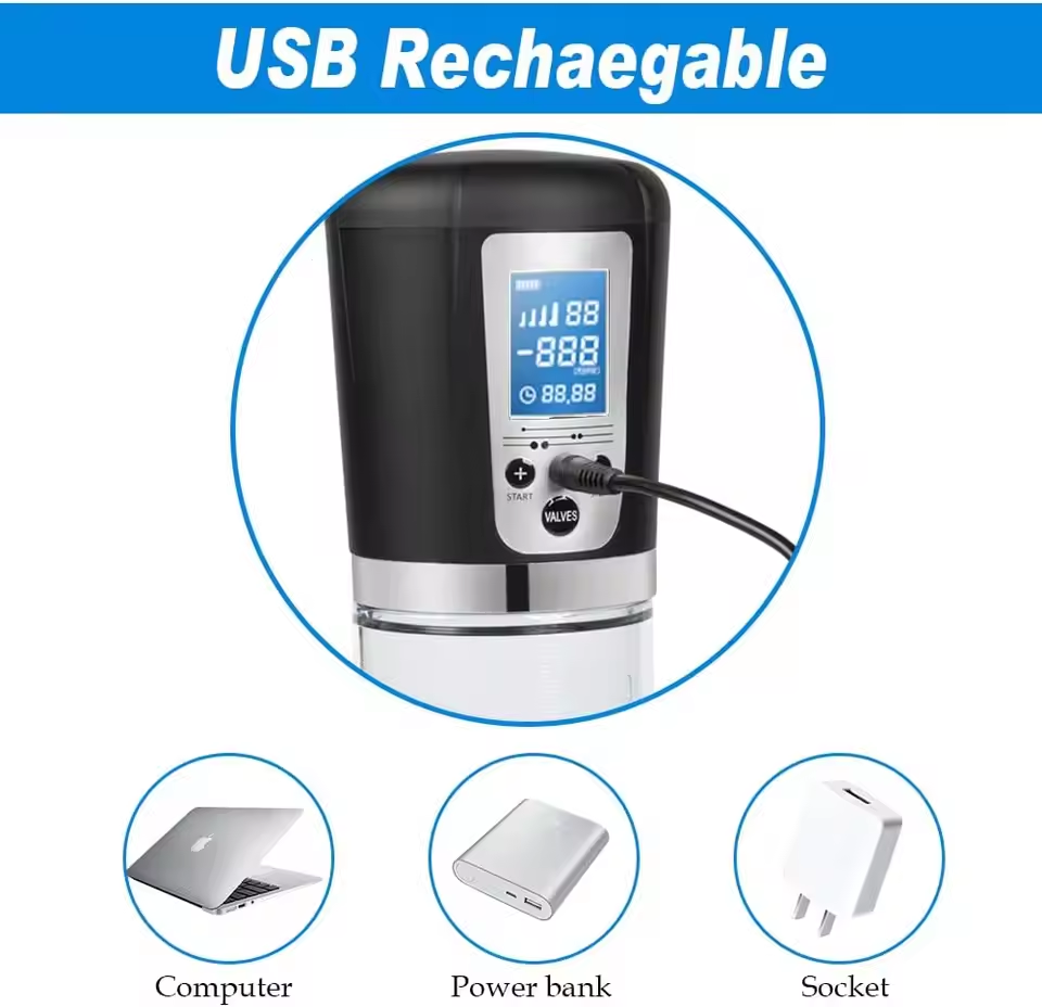 LED Digital Screen Electric Penis Pump Vacuum Extender with 4 Pressure Levels