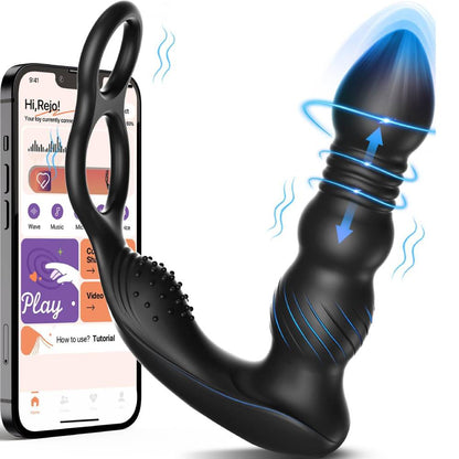 Thrusting Anal Plug Vibrator Prostate Massager with 10 Thrusting & Vibrating Modes
