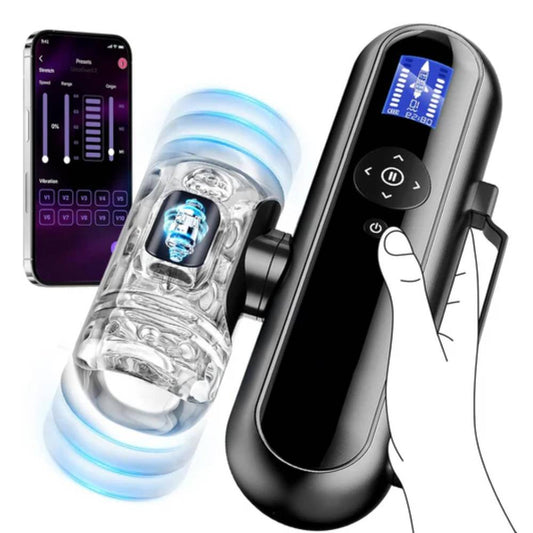 AI APP Control Automatic Masturbator Blowjob with 10 Thrusting & 10 Vibrating Speeds