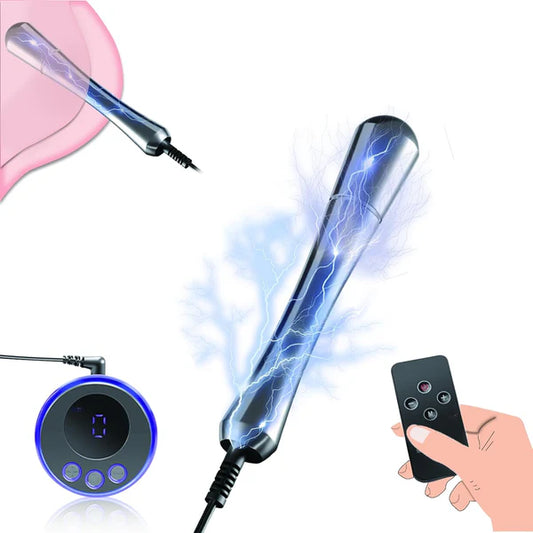 Metal Electric Shock Butt Plug Anal Toy with 9 Modes and 15 Levels of Intensity