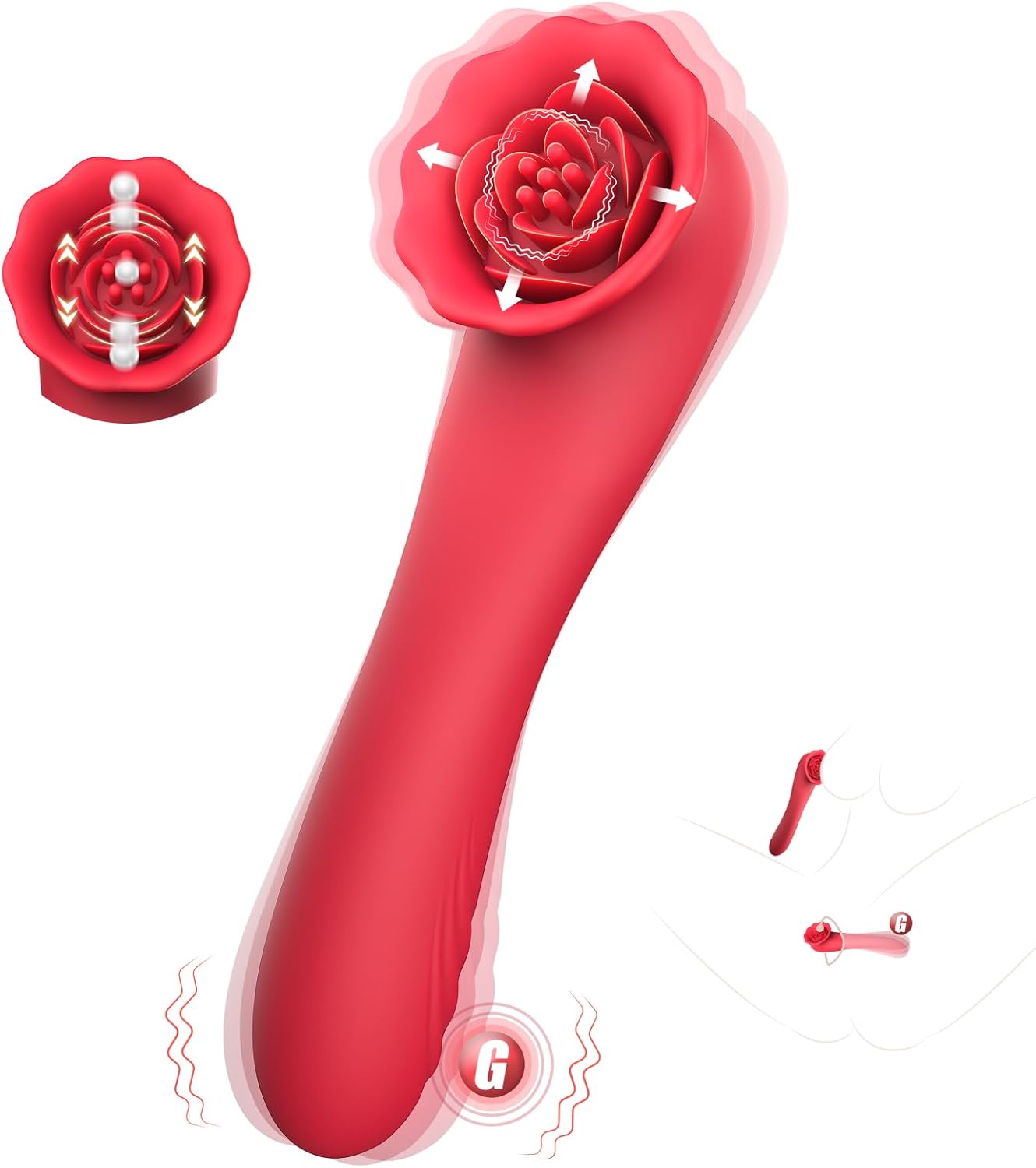 2 in 1 Rose Vibrator Clitoral Stimulator with 9 Flapping Modes