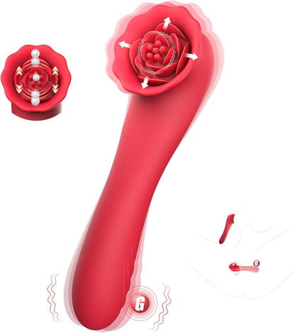 2 in 1 Rose Vibrator Clitoral Stimulator with 9 Flapping Modes