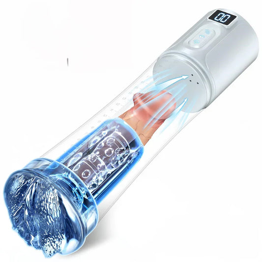 Electric Penis Pump Vacuum Cylinder Extender Masturbator with 6 Suction Modes
