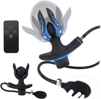 E-stim Inflatable Anal Plug Electro Stimulation Dildo Set with 12 Modes & 19 Intensities