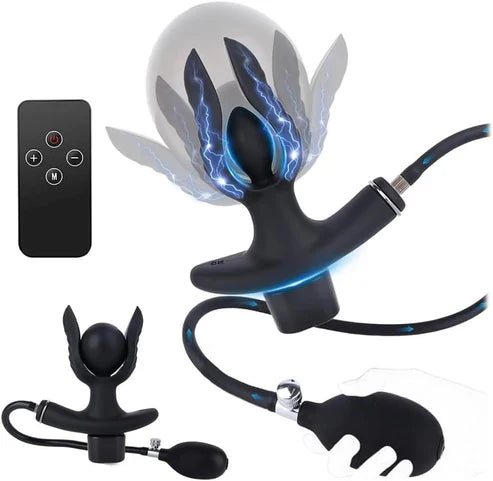 E-stim Inflatable Anal Plug Electro Stimulation Dildo Set with 12 Modes & 19 Intensities