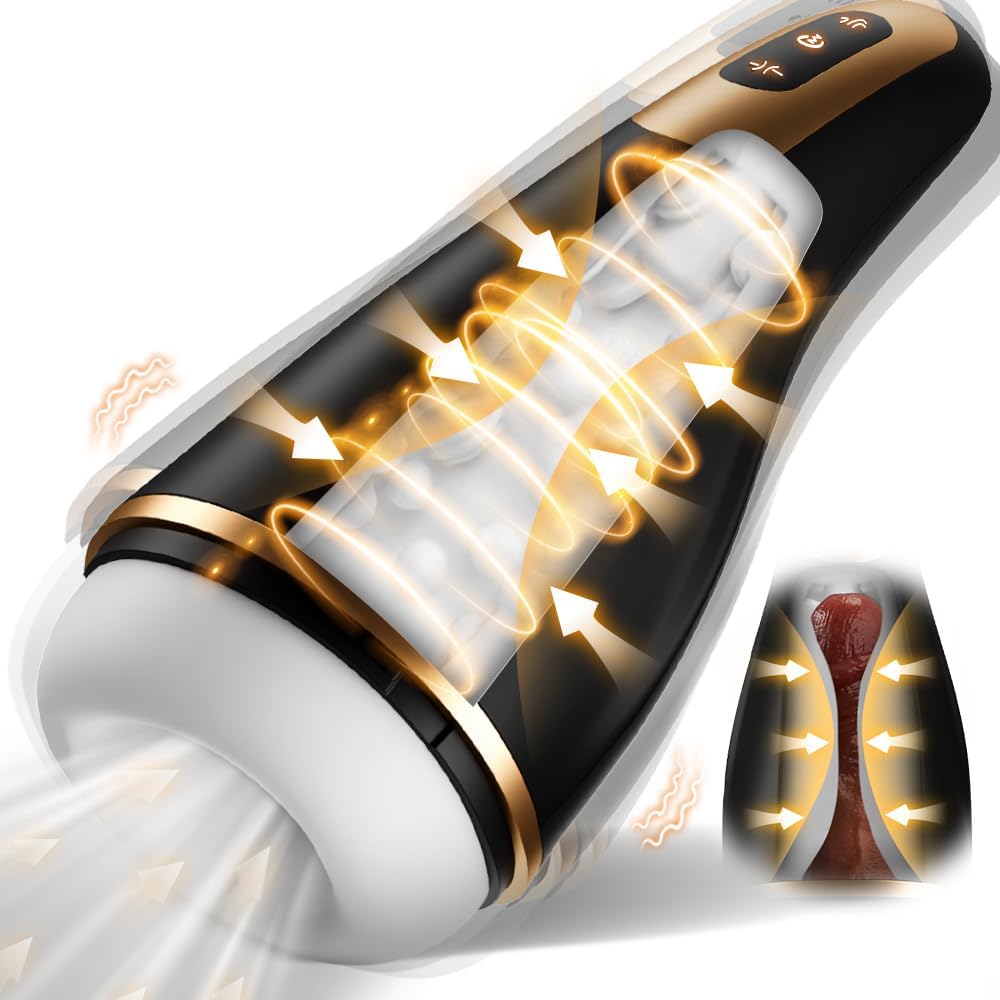 Automatic Masturbator Stroker Blowjob with 9 Vibration & 5 Squeeze Modes