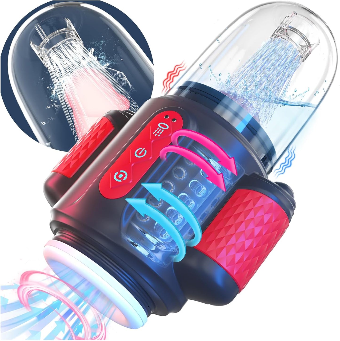 7 IN 1 Automatic Water-Spray Rotating Vibrating Blowjob Sex Machine Penis Stroker Trainer