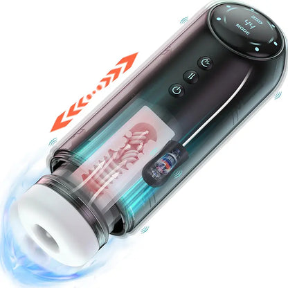 LED Display Automatic Masturbator Blowjob Machine with 4 Thrusting &4 Sucking &10 Vibrating Modes