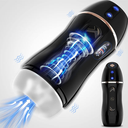 Automatic Masturbator Deep Massager Penis Stroker with 10 Vibrating & 5 Thrusting