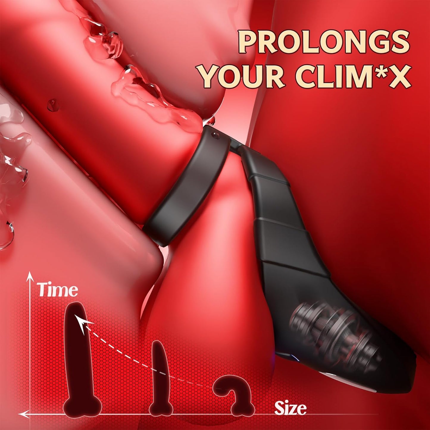 Dual Cock Rings Penis Trainer Vibrator Stimulator Masturbator with 10 Vibration Settings