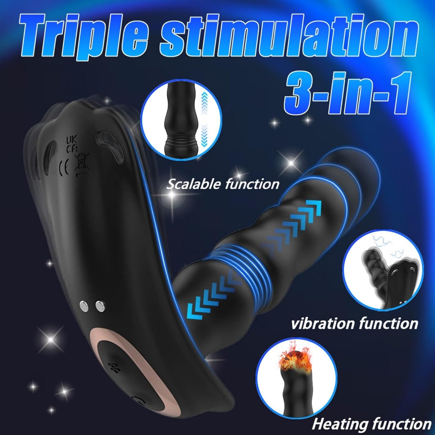 Prostate Stimulator Anal Vibrator Dildo with 9 Thrusting & 9 Vibrating Modes