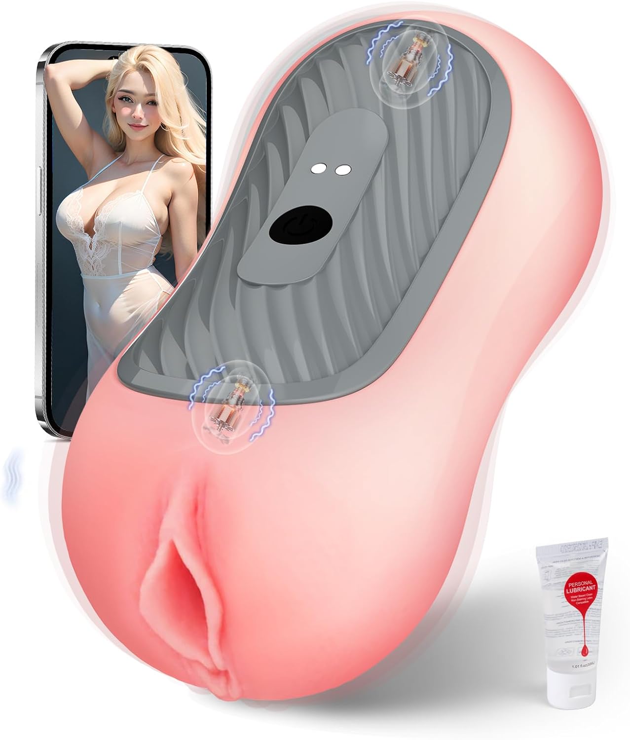 Squeezable Pocket Pussy Stroker Blowjob Masturbator with 8 Vibration & Suction Modes
