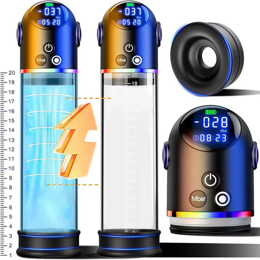LED Display Dick Vacuum Penis Pump Masturbator with 4 Suction Modes