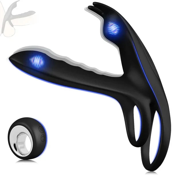 3 in 1 Multi Functional Anal Vibrator Prostate Massager Penis Ring with 10 Vibration Modes