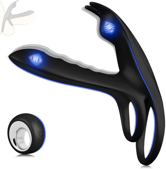 3 in 1 Multi Functional Anal Vibrator Prostate Massager Penis Ring with 10 Vibration Modes