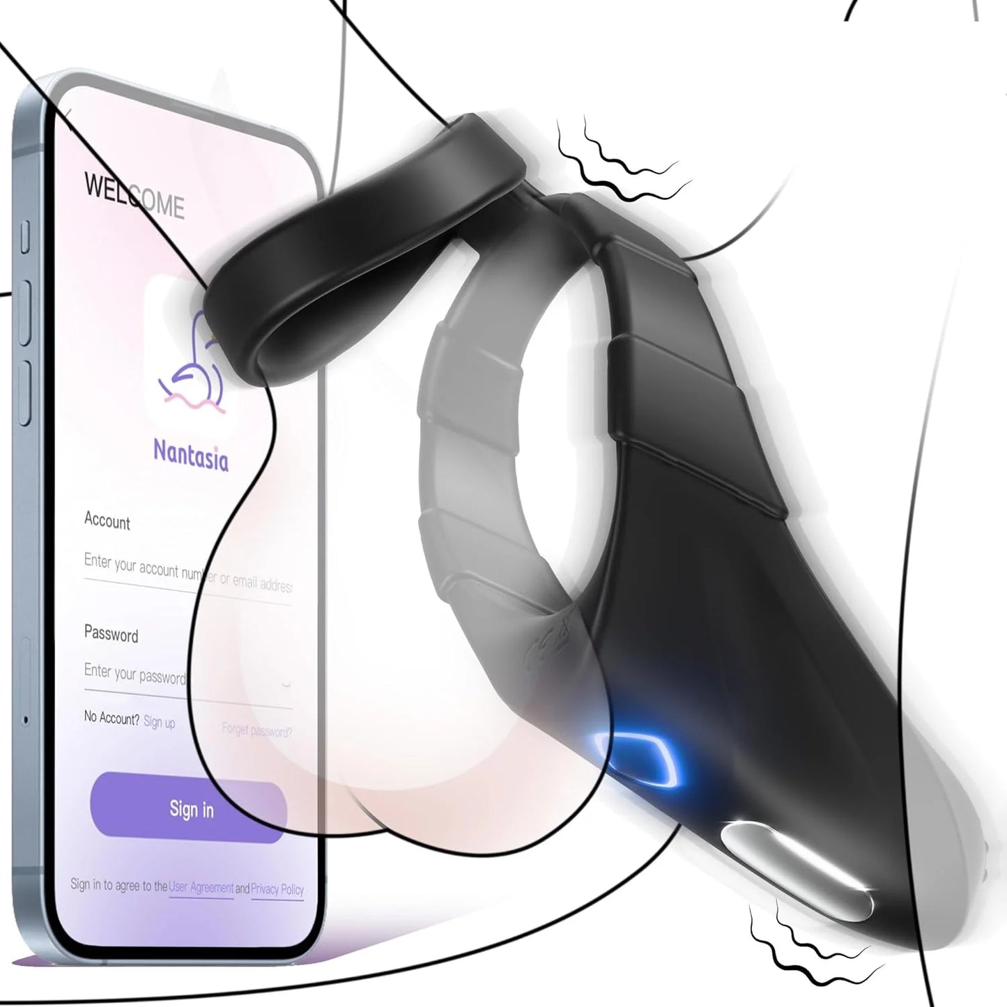 Dual Cock Rings Penis Trainer Vibrator Stimulator Masturbator with 10 Vibration Settings