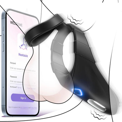 Dual Cock Rings Penis Trainer Vibrator Stimulator Masturbator with 10 Vibration Settings
