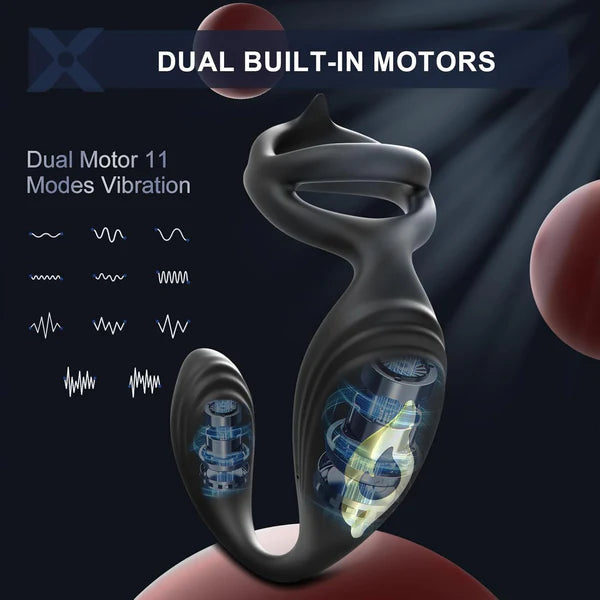 4 IN 1 Cock Ring Anal Vibrator Prostate Massager with 7 Vibrations Modes
