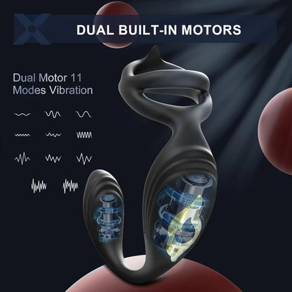 4 IN 1 Cock Ring Anal Vibrator Prostate Massager with 7 Vibrations Modes