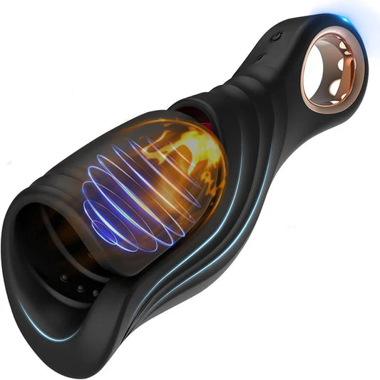 4 IN 1 Electric Penis Trainer Glans Vibrator Masturbator with 10 Licking & Vibration Modes