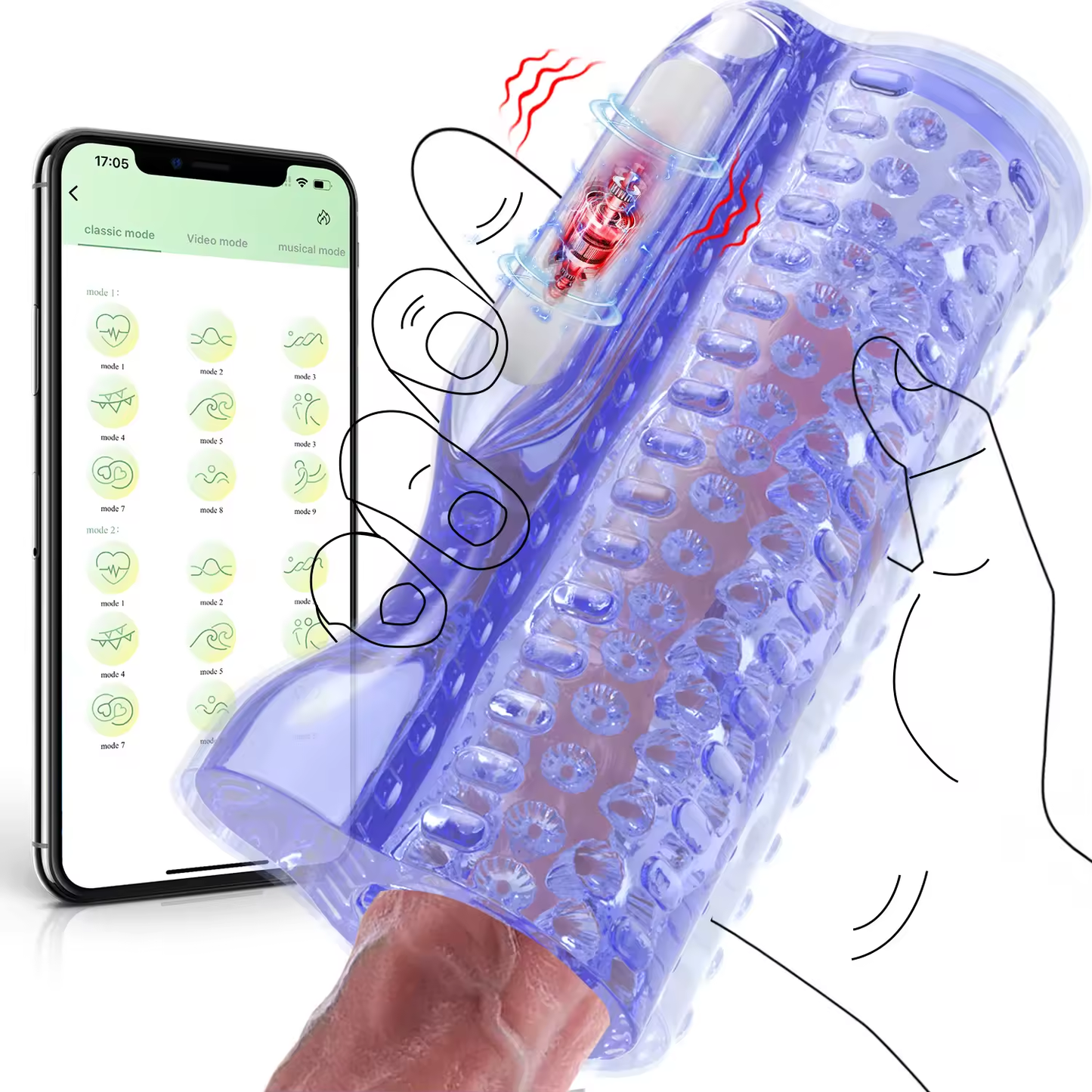 5D Electric Penis Trainer Vibrator Pocket Pussy Masturbator with 10 Vibration Modes