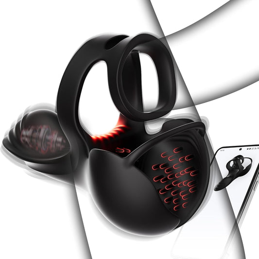 360° Testicle Full Coverage Stimulator Penis Trainer Cock Ring with 9 Vibrating & Heating