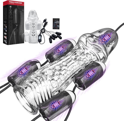 Electric Penis Trainer Vibrator Glans Trainer Pocket Pussy with 6 Vibrators & 10 Modes