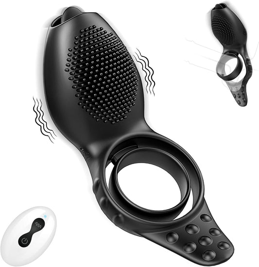 Testicle Penis Ring Vibrator Glans Massager with 9 Vibrations Modes