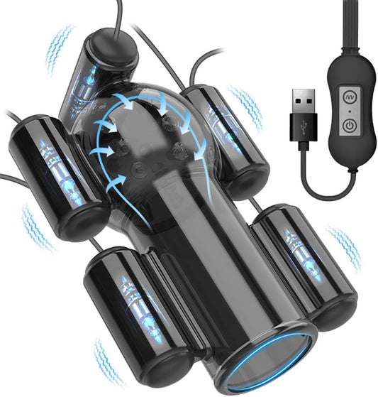 Penis Training Vibrator Glans Ejaculation Vibrator with 10 Vibration Modes & 5 Motors