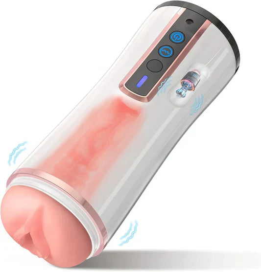 360° Warp Realistic Automatic Male Masturbator Cup with 10 Vibrating Modes