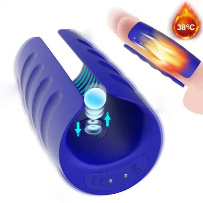 Heating Penis Trainer Glans Massager with 6 Vibration Modes & 4 Tapping Modes