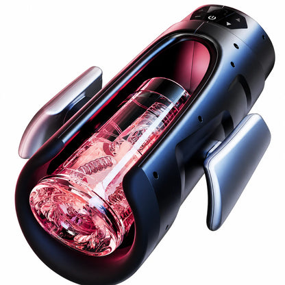 Double-Handle Electric Masturbator Penis Vibrator Trainer with 7 Telescopic Functions
