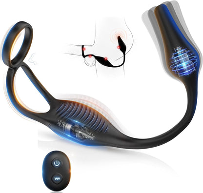 4 in 1 Prostate Massage Anal Vibrator Penis Ring with 7 Vibrations Modes