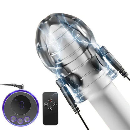 Electric Shock Cock Ring Penis Glans Sleeve with 19 Electric Shock Intensities & 8 Modes