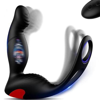 Jouets anaux de vibrateur de 9 modes de vibration avec le stimulateur sexuel de prostate d'anneau de coq 