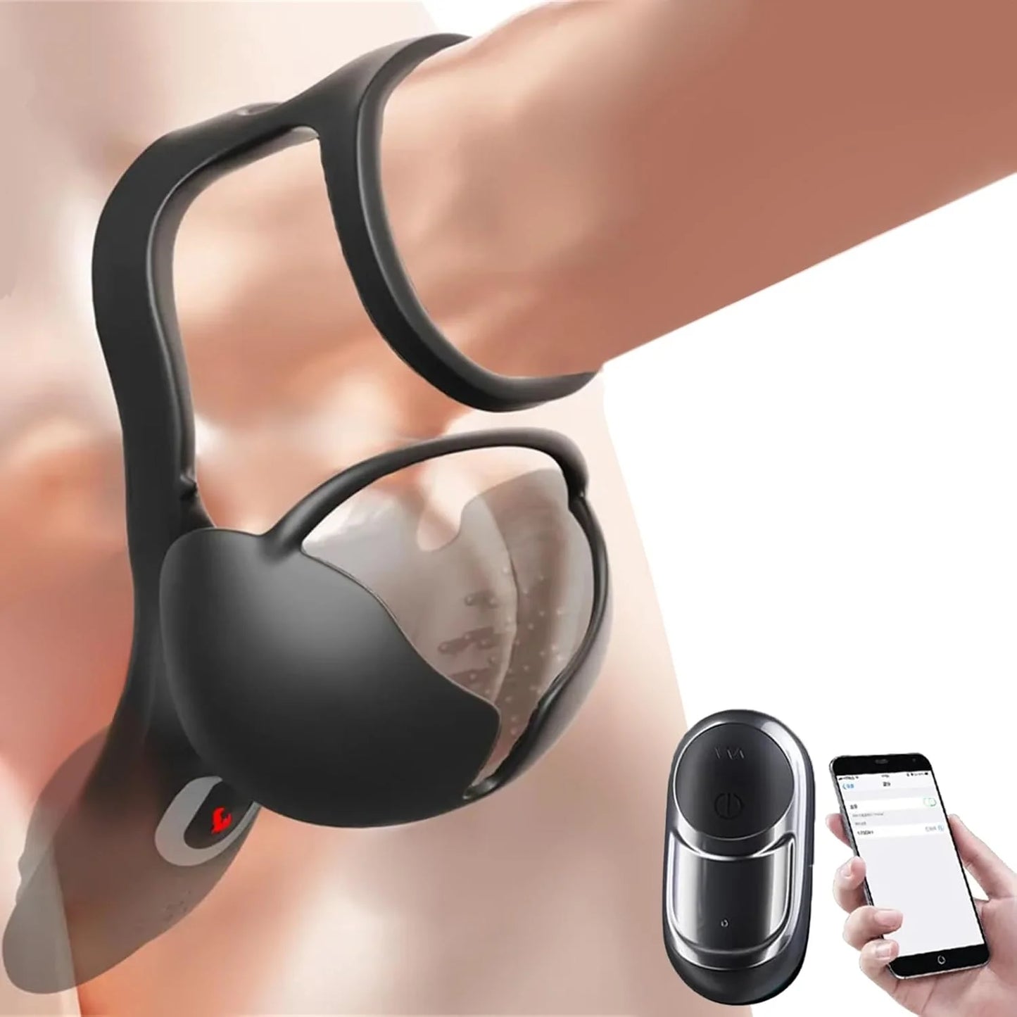 360° Testicle Full Coverage Stimulator Penis Trainer Cock Ring with 9 Vibrating & Heating