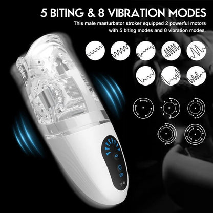 Automatic Penis Trainer Glans Vibrator Masturbator with 5 Bites & 8 Vibration Modes