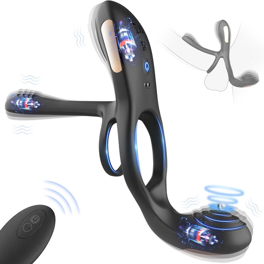 3 IN 1 Penis Ring Anal Vibrator Prostate Massager with 10 Vibration Modes