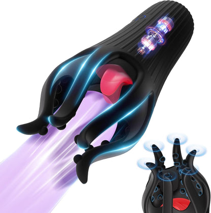 3 IN 1 Penis Vibrator Glans Trainer Masturbator with 10 Vibration & Licking Modes