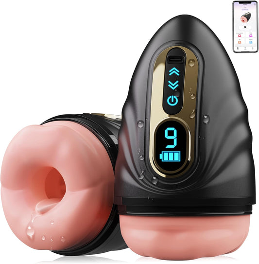 Mouth-Wrapped Penis Trainer Masturbator Sex Machine with  9 Vibrations