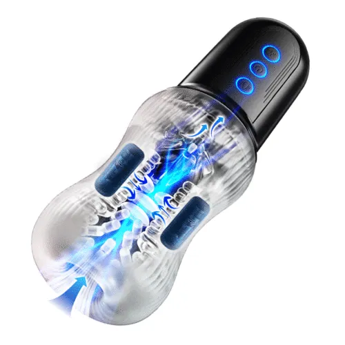 2 IN 1 Automatic Masturbator Penis Trainer Stroker with 10 Vibrations & 5 Sucking