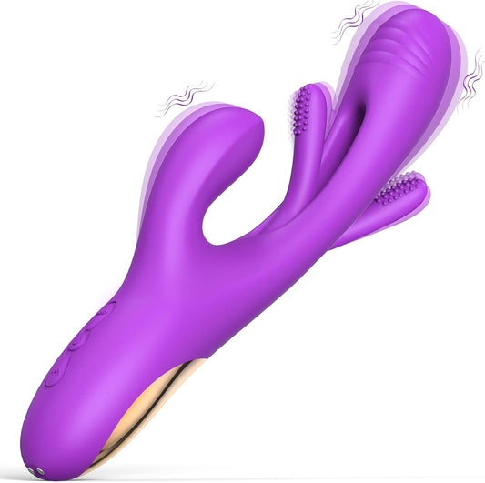 Masseur vibrateur lapin G Spot 3 en 1 avec 14 vibrations et 7 battements de léchage de langue 