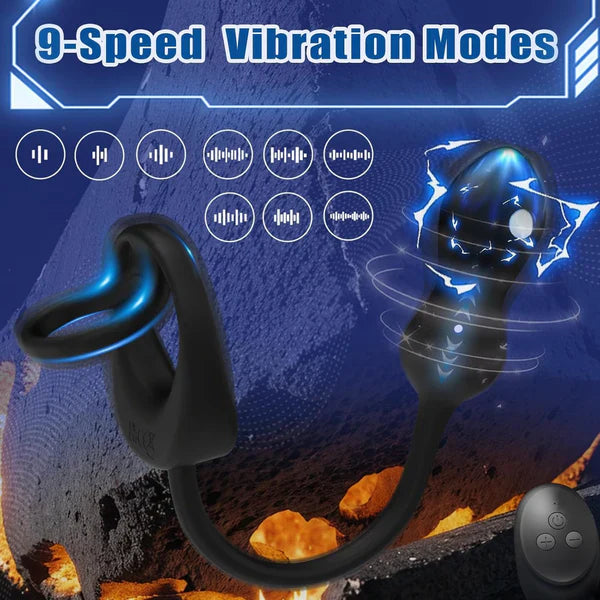 E-stim Anal Vibrator Cock Ring Prostate Massager with 10 Vibration & 3 Shock Modes