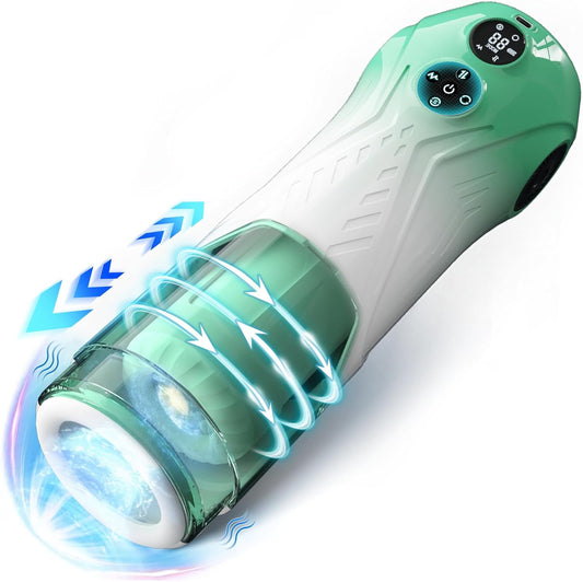 LCD Display Automatic Masturbator Stroker Blowjob with 7 Thrusting & 7 Rotation Modes