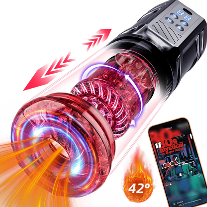 AI Automatic Masturbator Blowjob Stroker with 12 Thrusting + 360° Rotating Modes